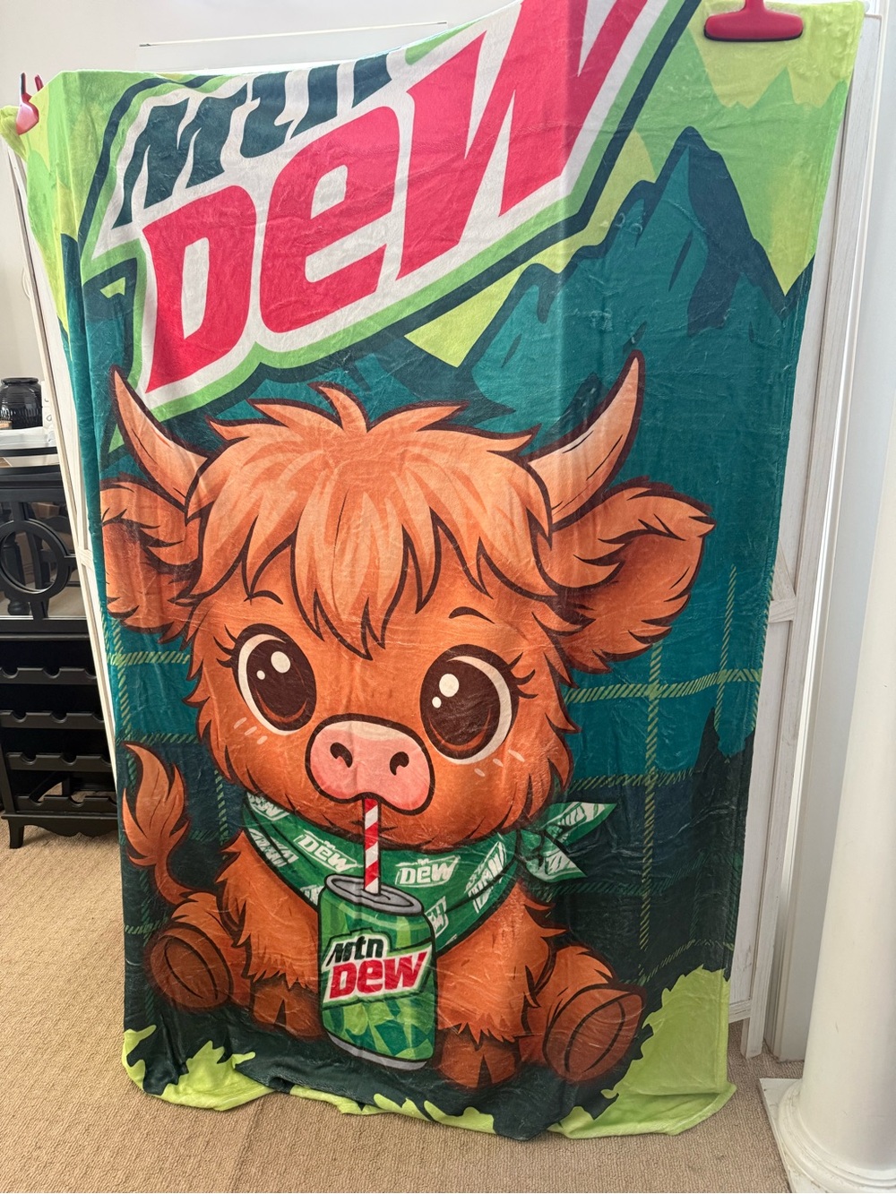 Mountain Dew Plush Graphic Throw Blanket - Green & Light Green